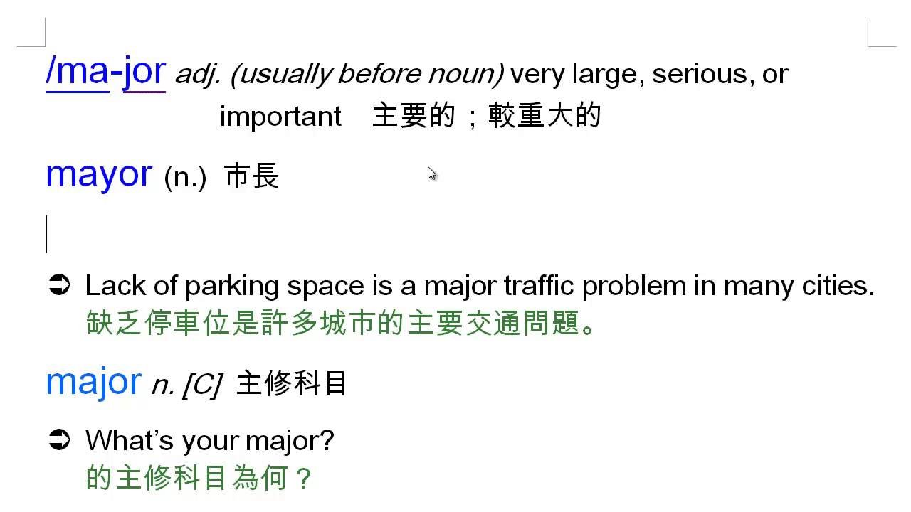 次要的英文 Secondary 或是 Minor 形容詞用法與同義詞