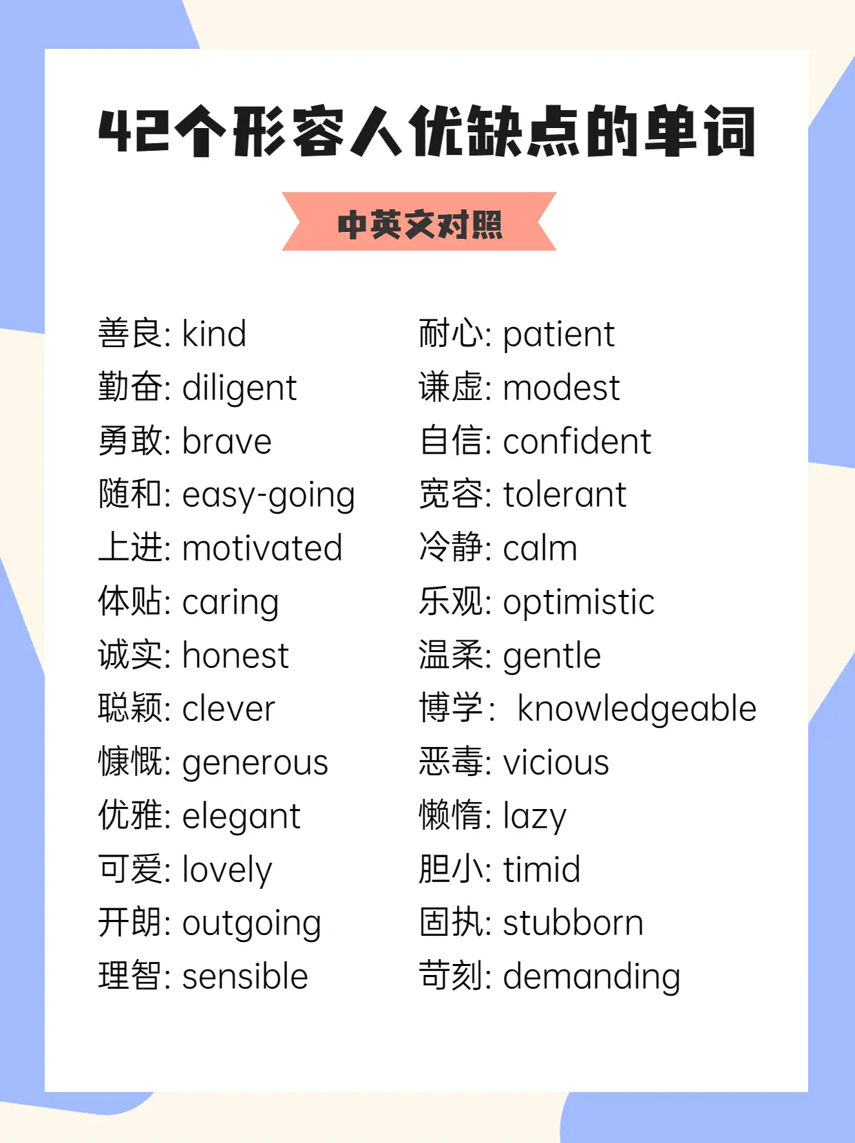 善良的人特質英文Kindness 描述個性溫柔體貼的形容詞