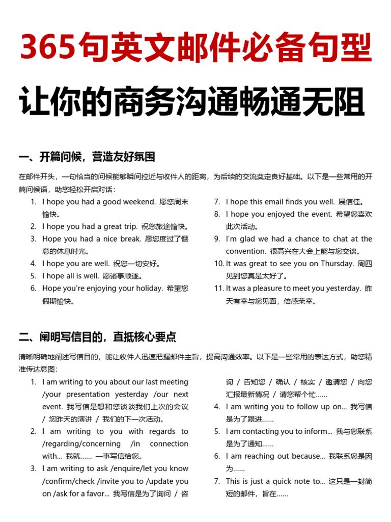 祝你一切安好英文 Hope everything goes well 信件問候語