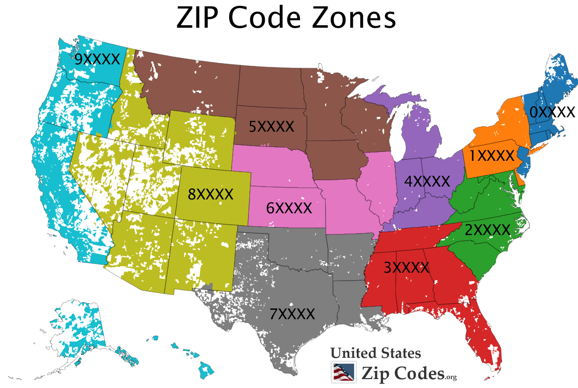 美國郵遞區號查詢 US Zip Code 各州城市郵碼列表