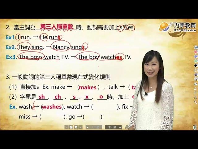第三人稱單數動詞加s規則變化教學 簡單現在式文法口訣整理