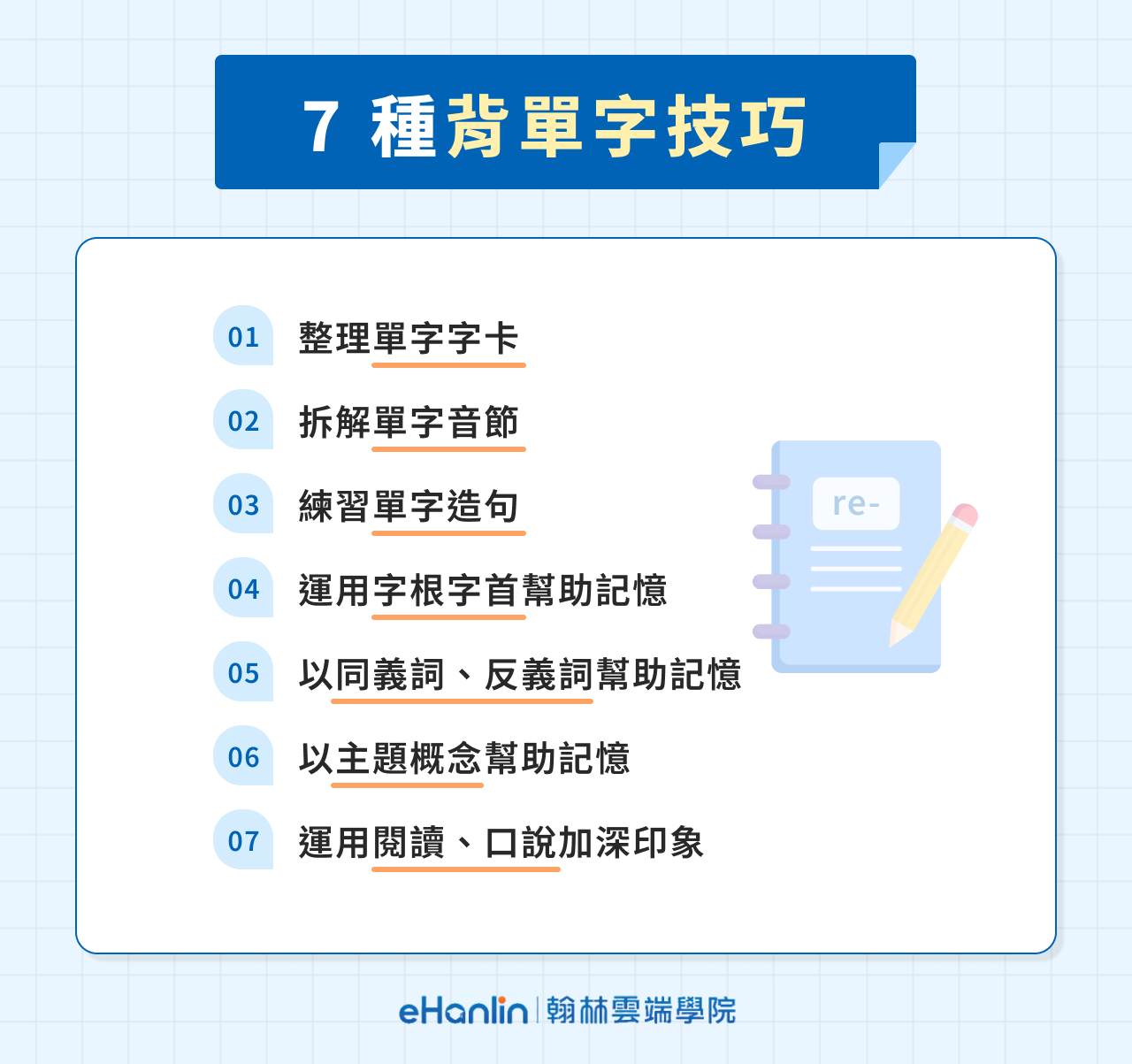 翰林七年級英文單字表下載 國一上學期必背單字與例句總整理