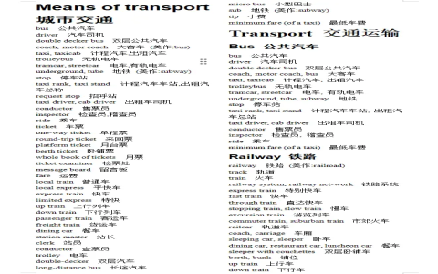 大眾運輸工具英文public transportation 公車捷運火車單字