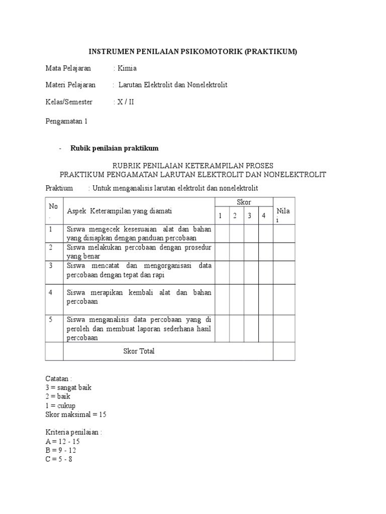 penilaian otentik pelajaran bahasa inggris pada ranah psikomotor