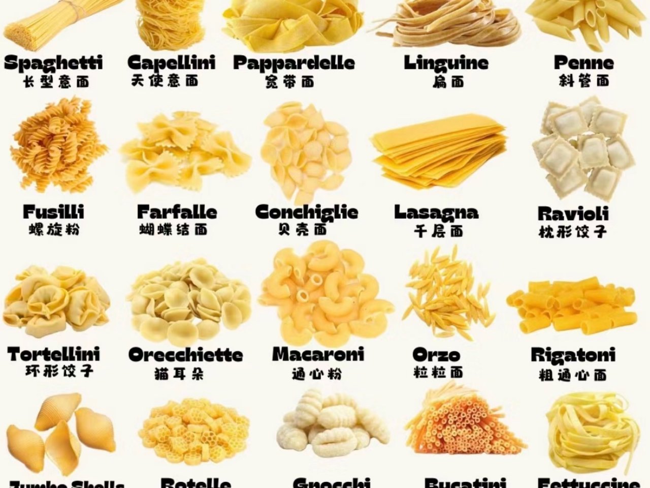 義大利麵麵條種類英文圖鑑 直麵筆管麵與蝴蝶麵的口感差別