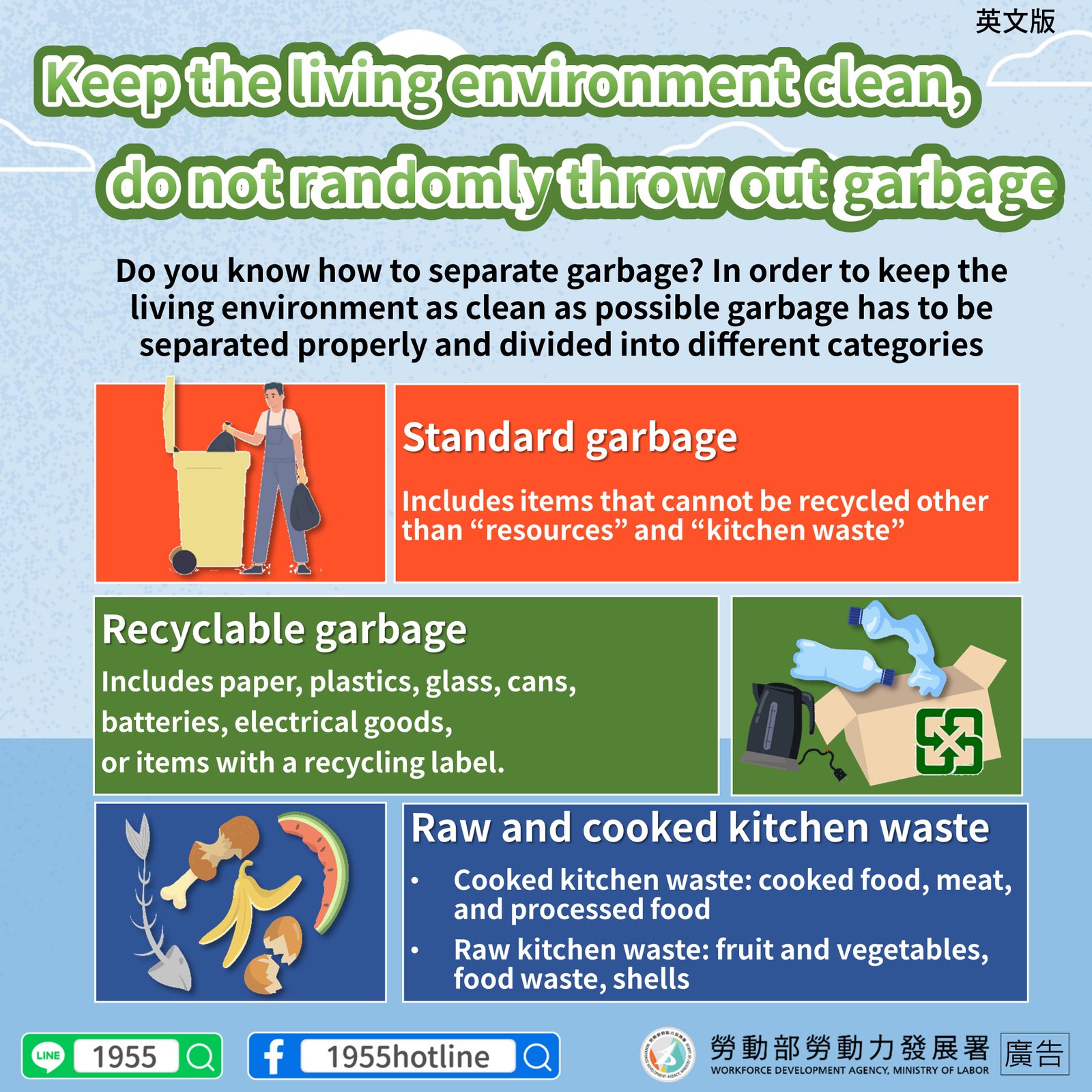廚餘丟一般垃圾可以嗎 垃圾分類規定與廚餘回收桶英文標示