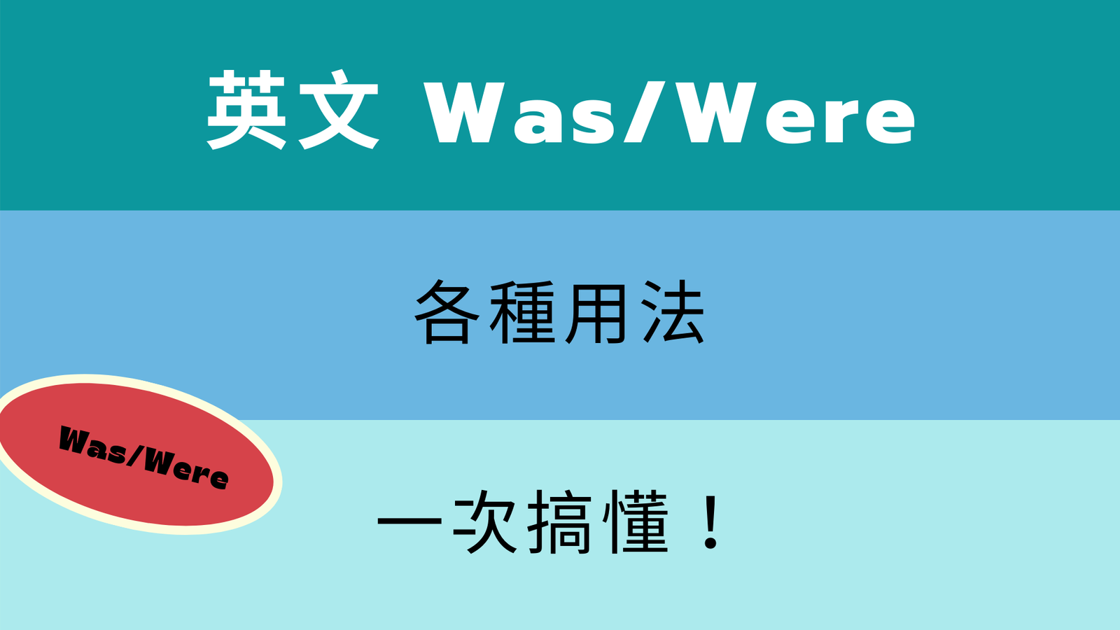 Be 動詞過去式 Was Were 用法與主詞搭配規則教學