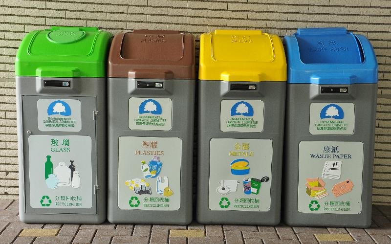 資源回收桶英文 Recycle Bin 垃圾分類標示與顏色區別