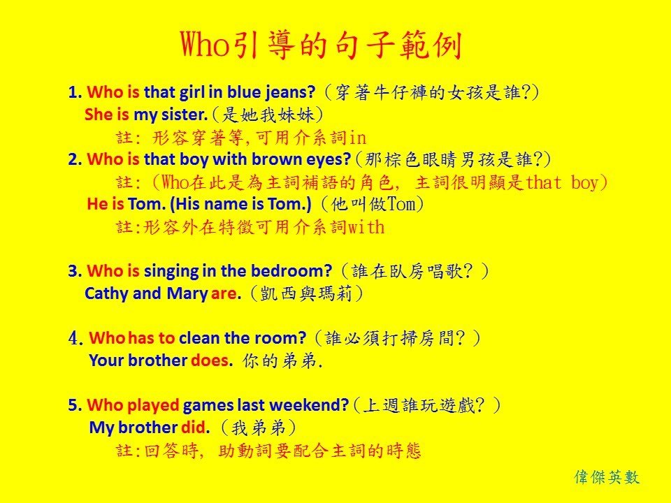 他是誰英文 Who is he 詢問身分與介紹人物句型