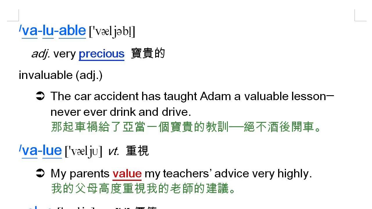 有價值的英文形容詞Valuable與Invaluable差別與用法解析